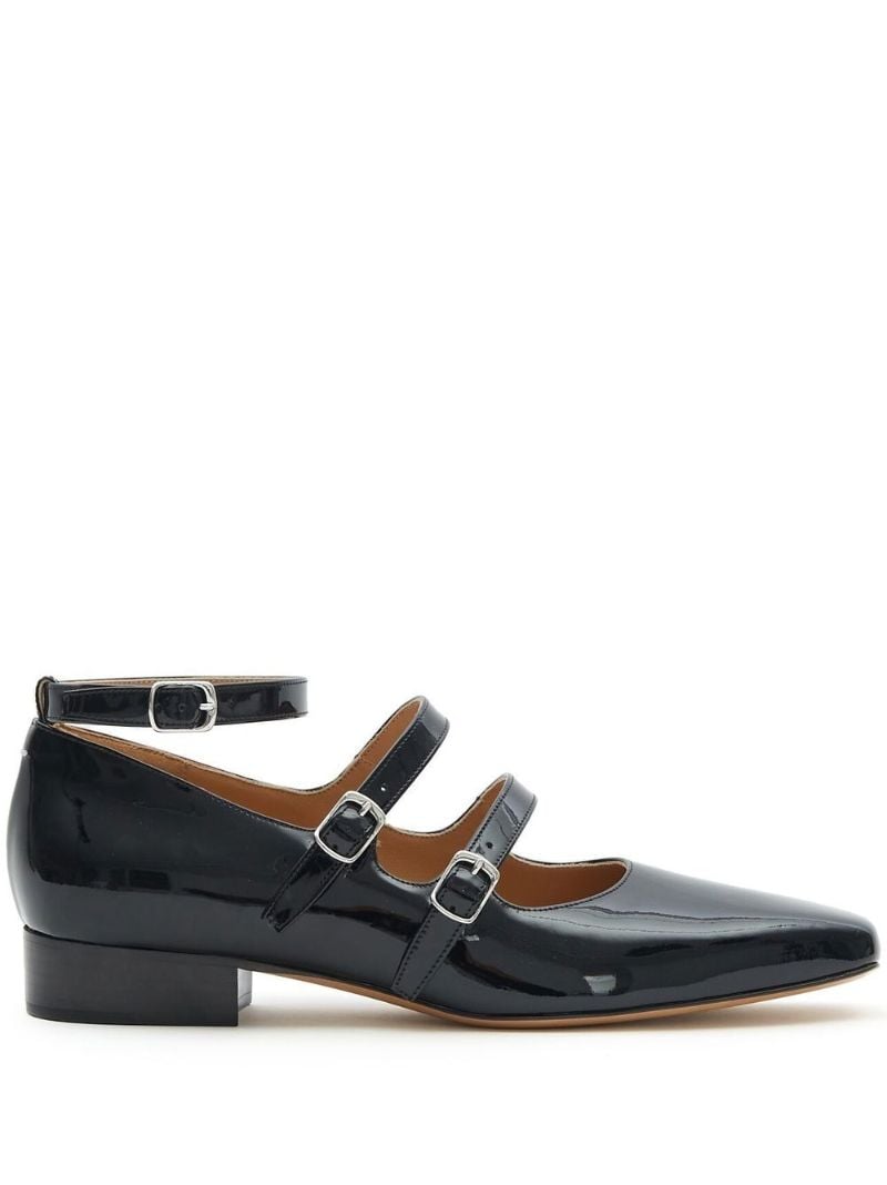 Black Barbs Patent Leather Ballerina Shoes