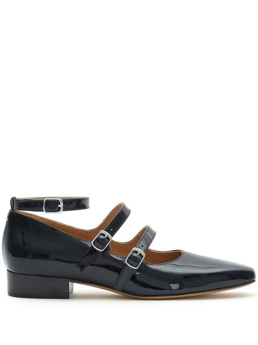 Black Barbs Patent Leather Ballerina Shoes
