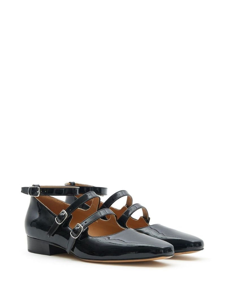 Black Barbs Patent Leather Ballerina Shoes