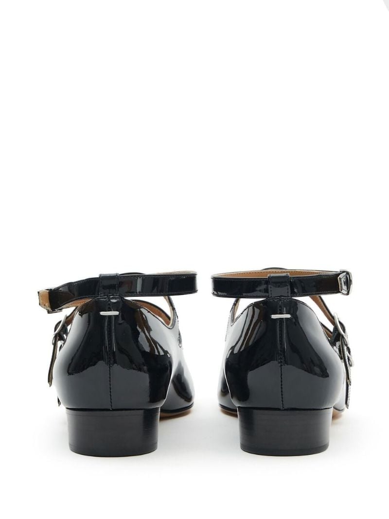 Black Barbs Patent Leather Ballerina Shoes