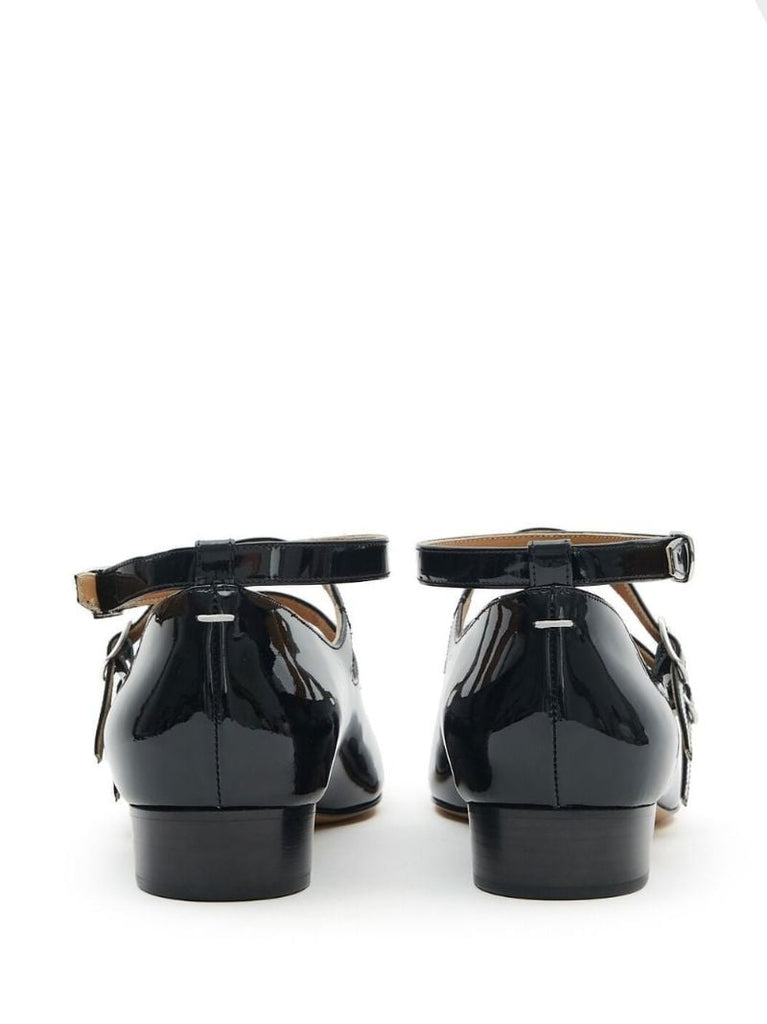 Black Barbs Patent Leather Ballerina Shoes