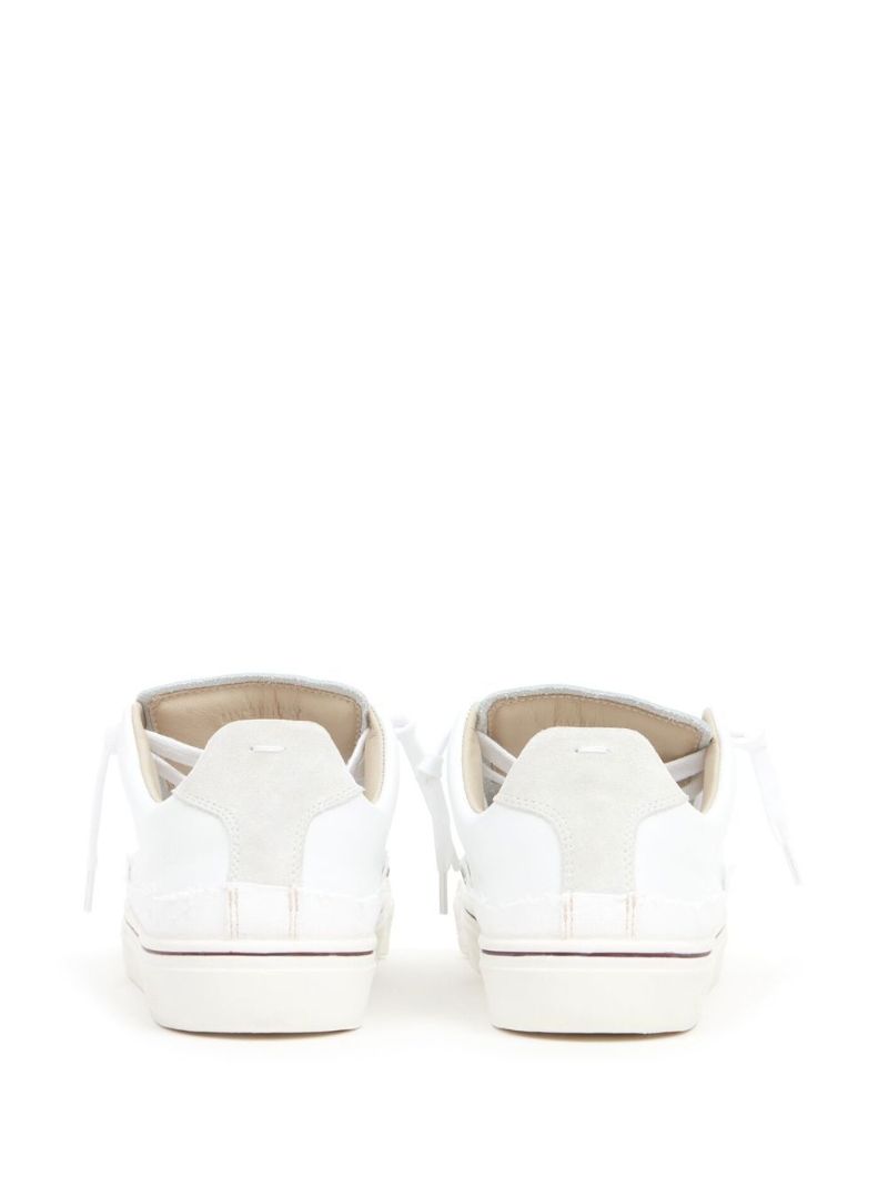 White Lace-up Low-top Sneakers