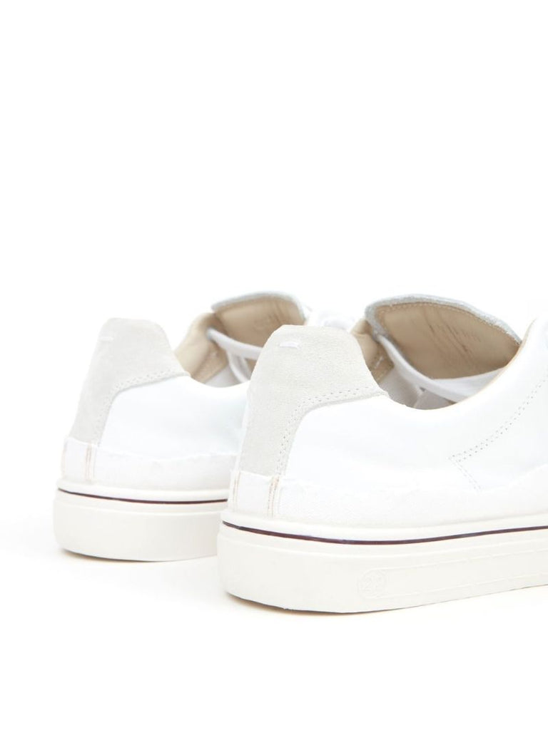 White Lace-up Low-top Sneakers