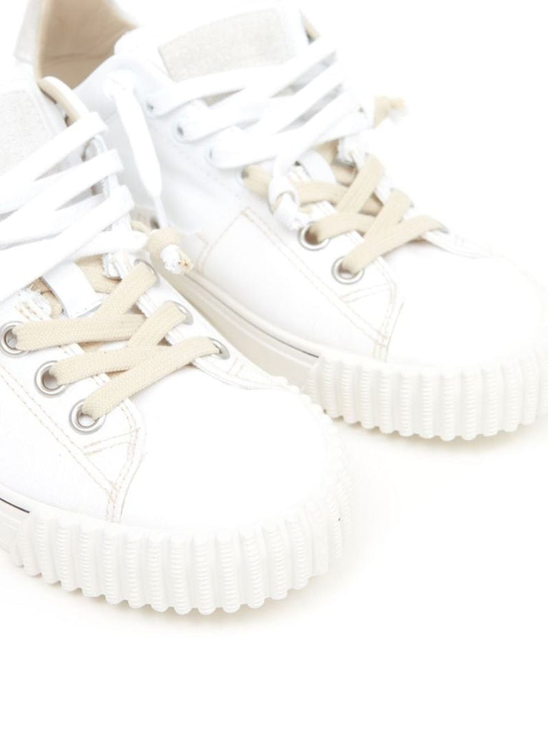 White Lace-up Low-top Sneakers