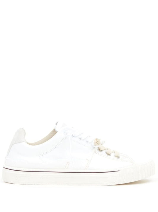 White Lace-up Low-top Sneakers