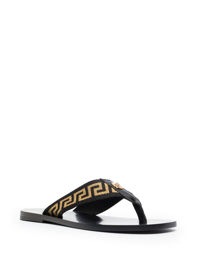 Black Greca Flat Sandals
