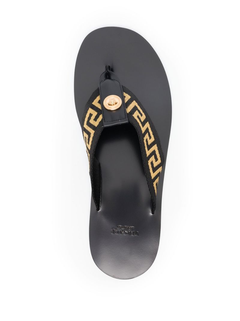 Black Greca Flat Sandals