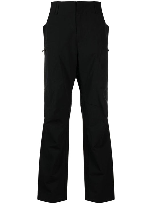 Black Water-repellent Wool Trousers