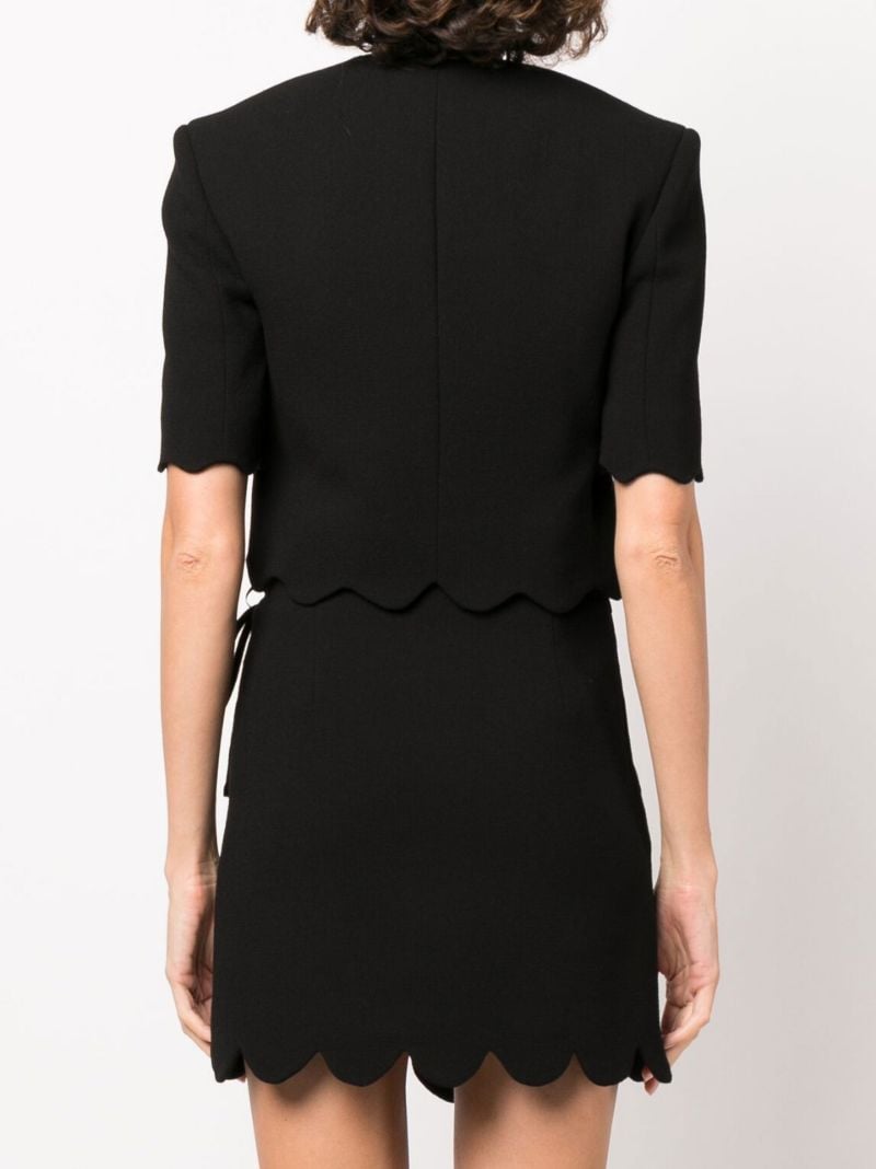 Black Scalloped Wool Cropped Top