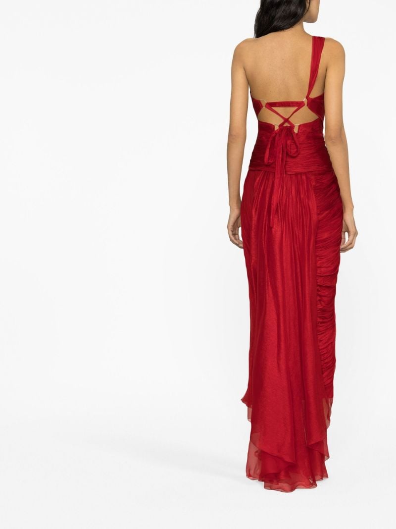 Red Amelia One-shoulder Silk Gown