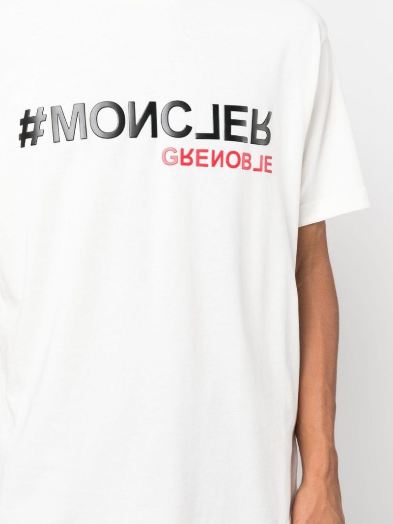 White Logo Print Cotton T-shirt
