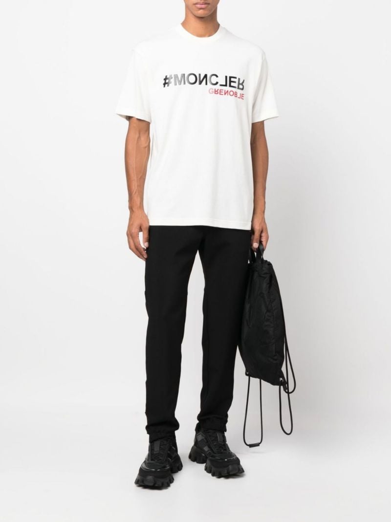 White Logo Print Cotton T-shirt