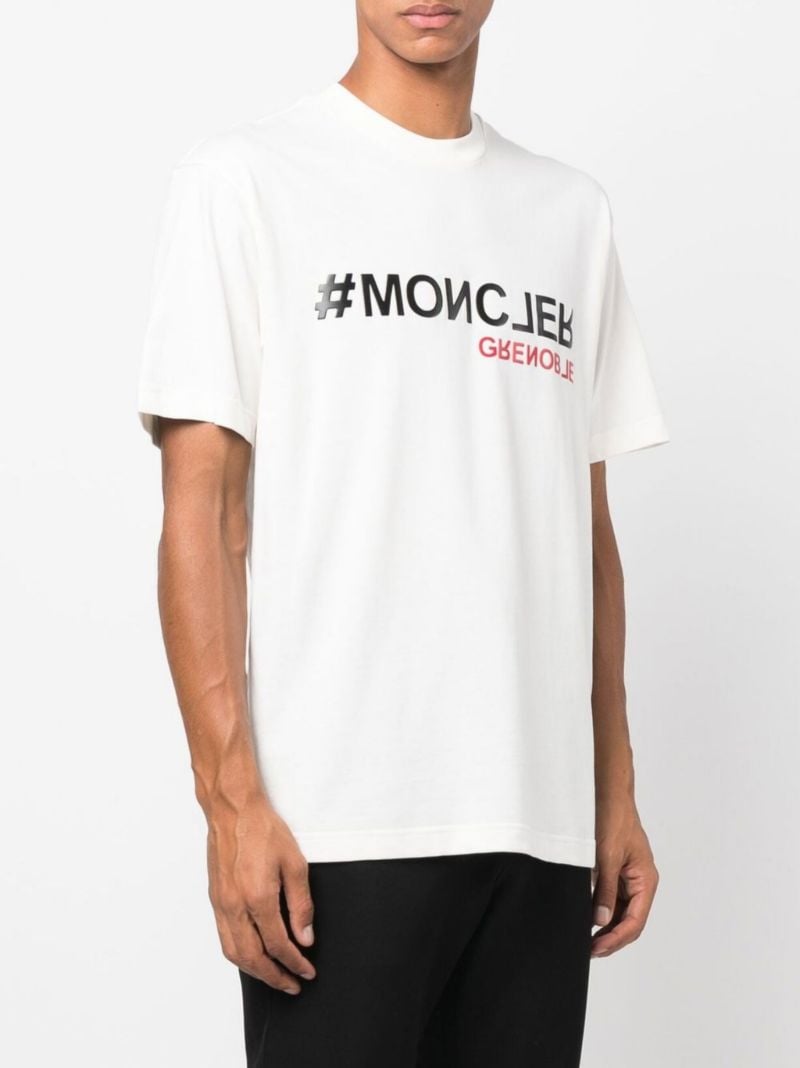 White Logo Print Cotton T-shirt