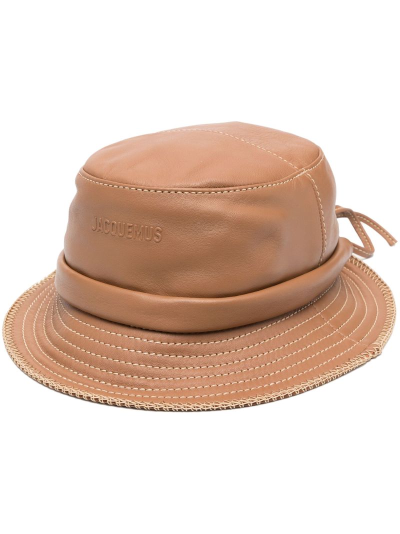 Brown Leather Bucket Hat