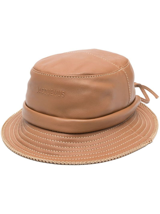 Brown Leather Bucket Hat