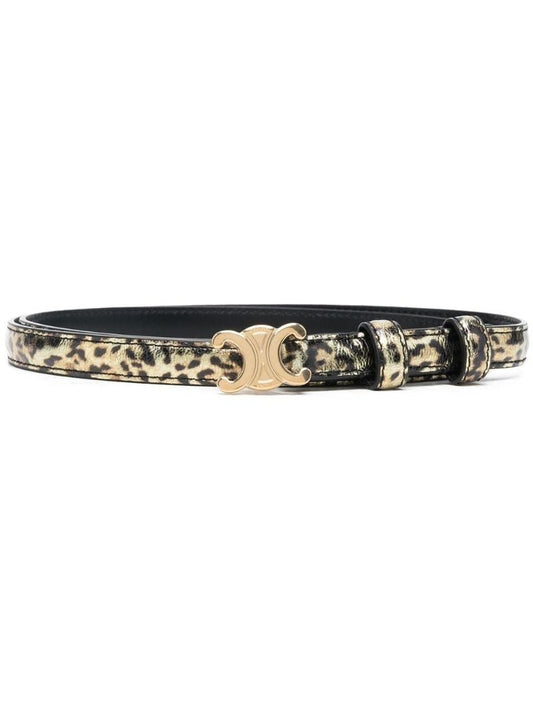 Black Triomphe Leopard Print Leather Belt