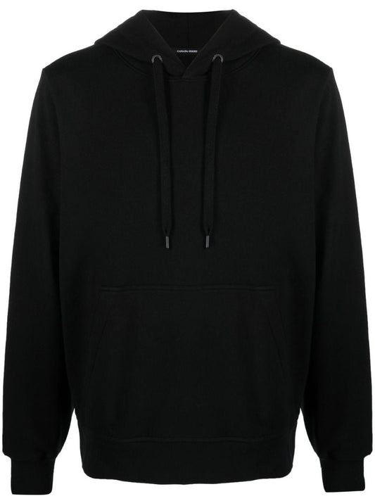 Black Huron Drawstring Cotton Hoodie