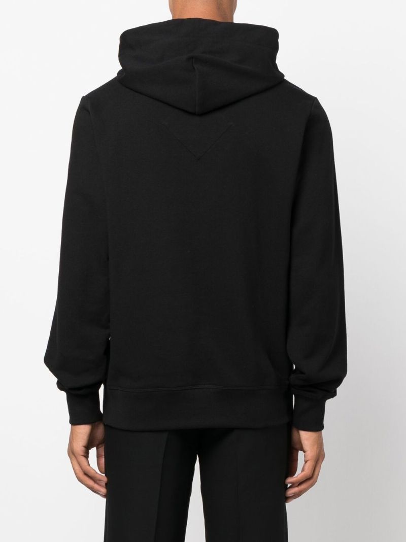 Black Huron Drawstring Cotton Hoodie