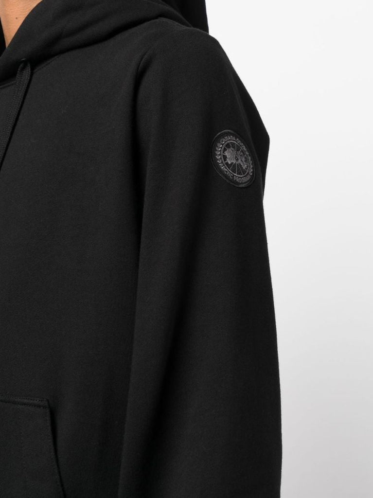 Black Huron Drawstring Cotton Hoodie