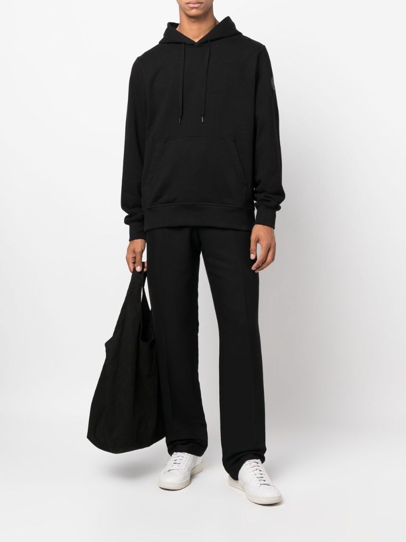 Black Huron Drawstring Cotton Hoodie
