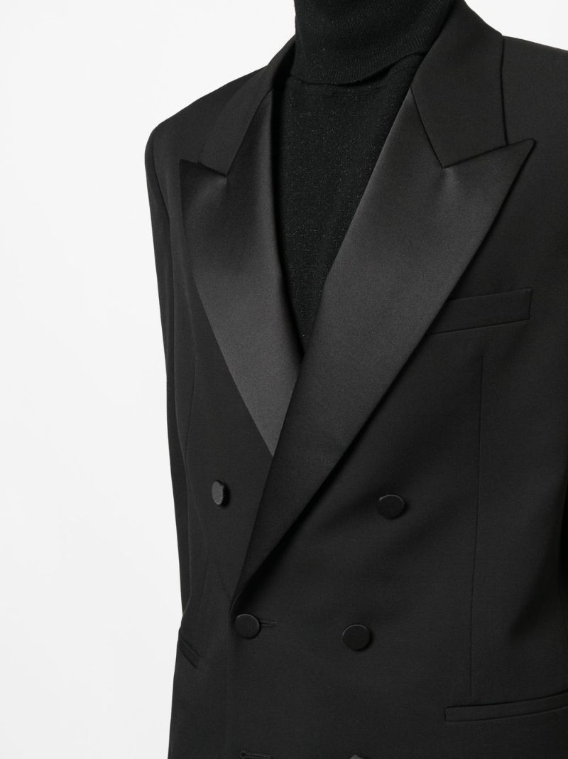 Black Double-breasted Wool Blazer