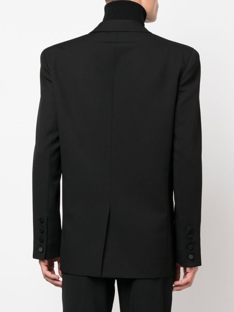 Black Double-breasted Wool Blazer