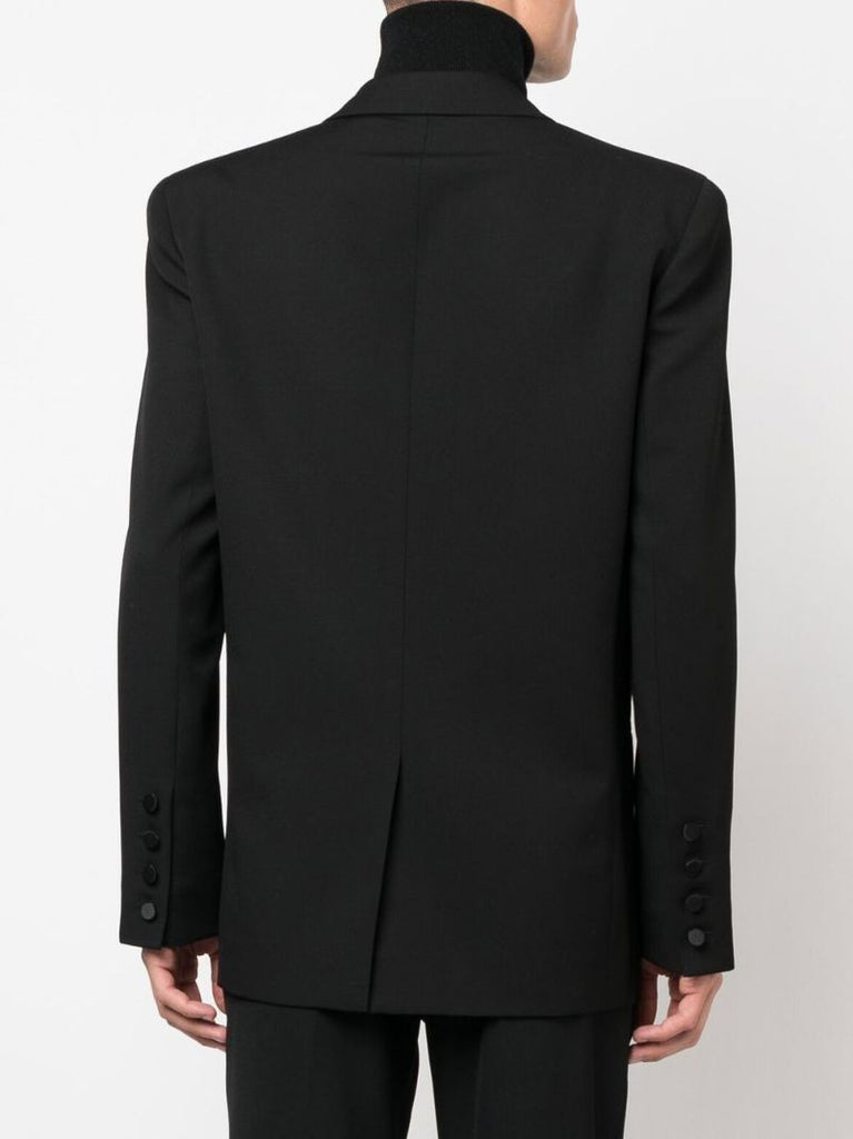 Black Double-breasted Wool Blazer