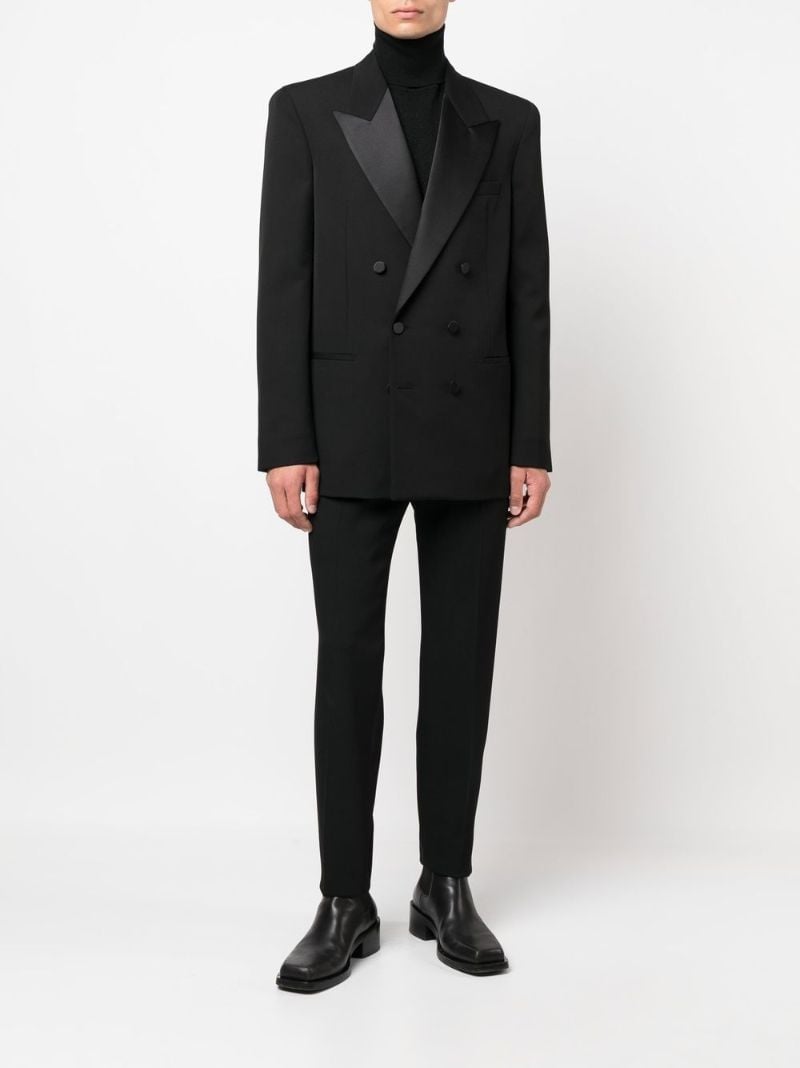 Black Double-breasted Wool Blazer