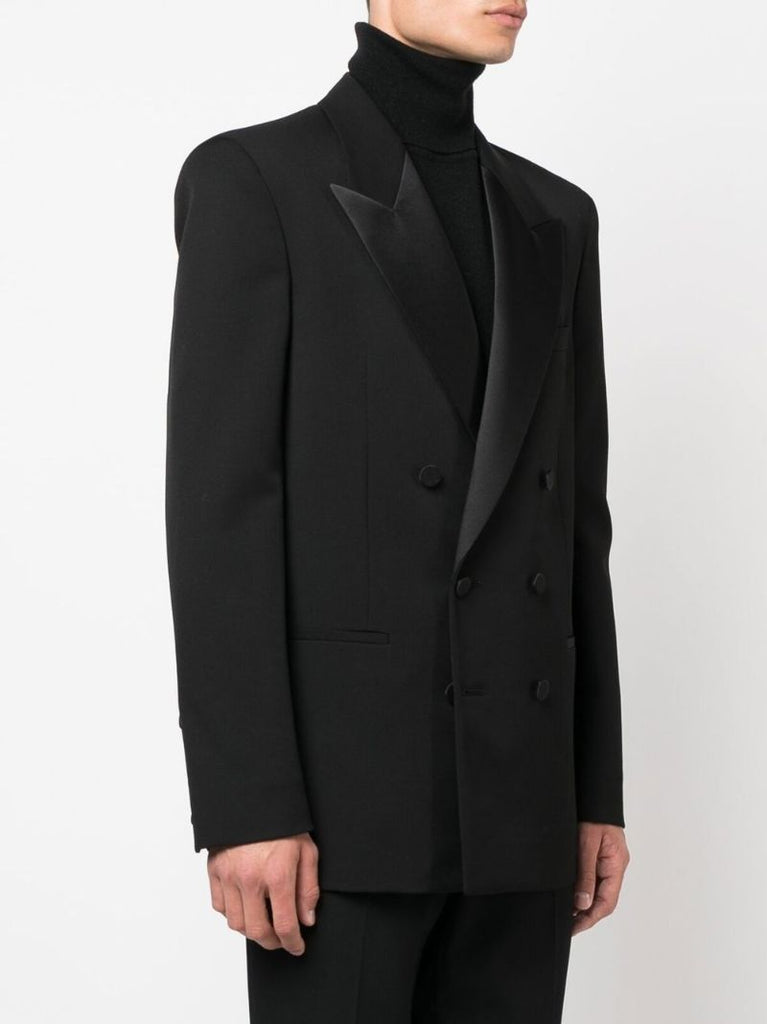 Black Double-breasted Wool Blazer