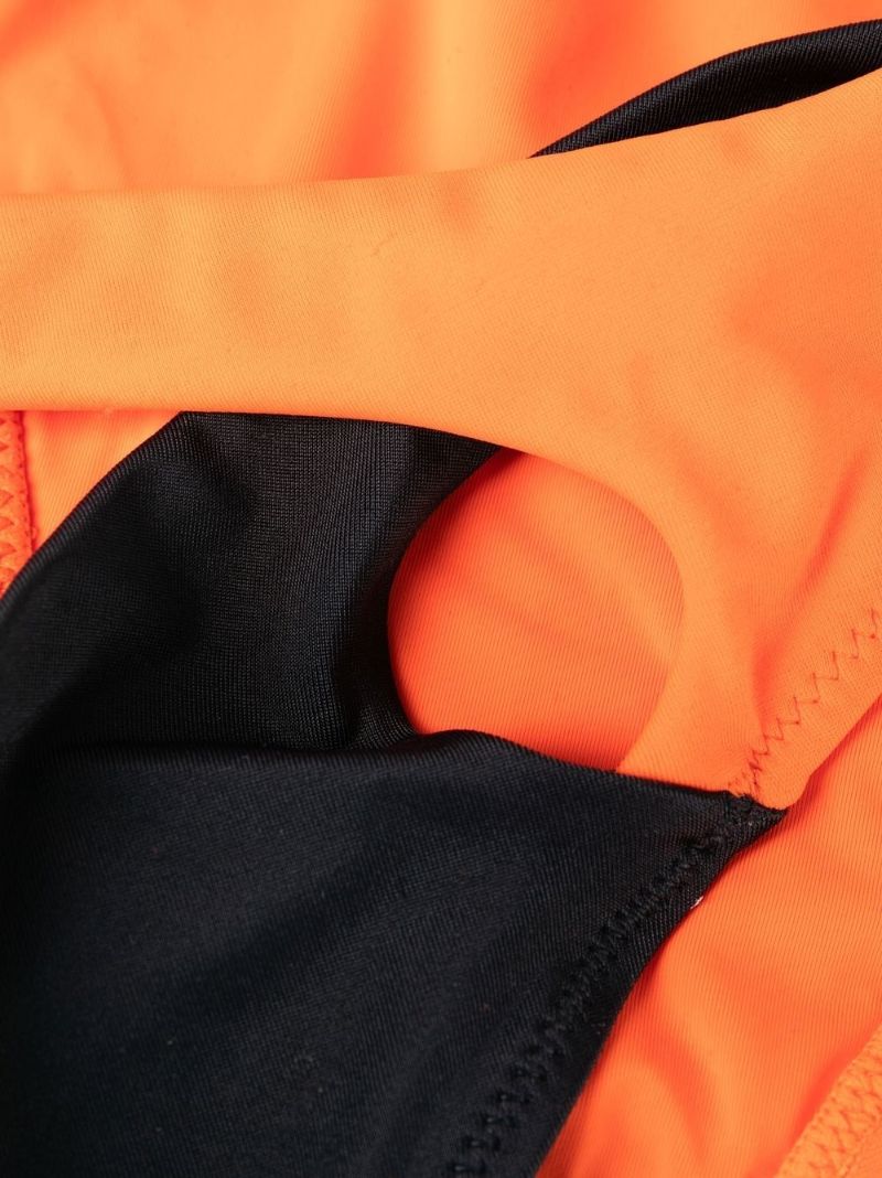 Orange Racy Two-tone Bikini Bottoms