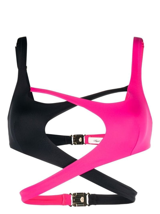 Pink Racy Two-tone Bikini Top