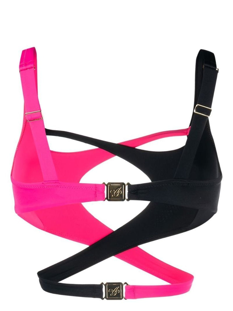 Pink Racy Two-tone Bikini Top