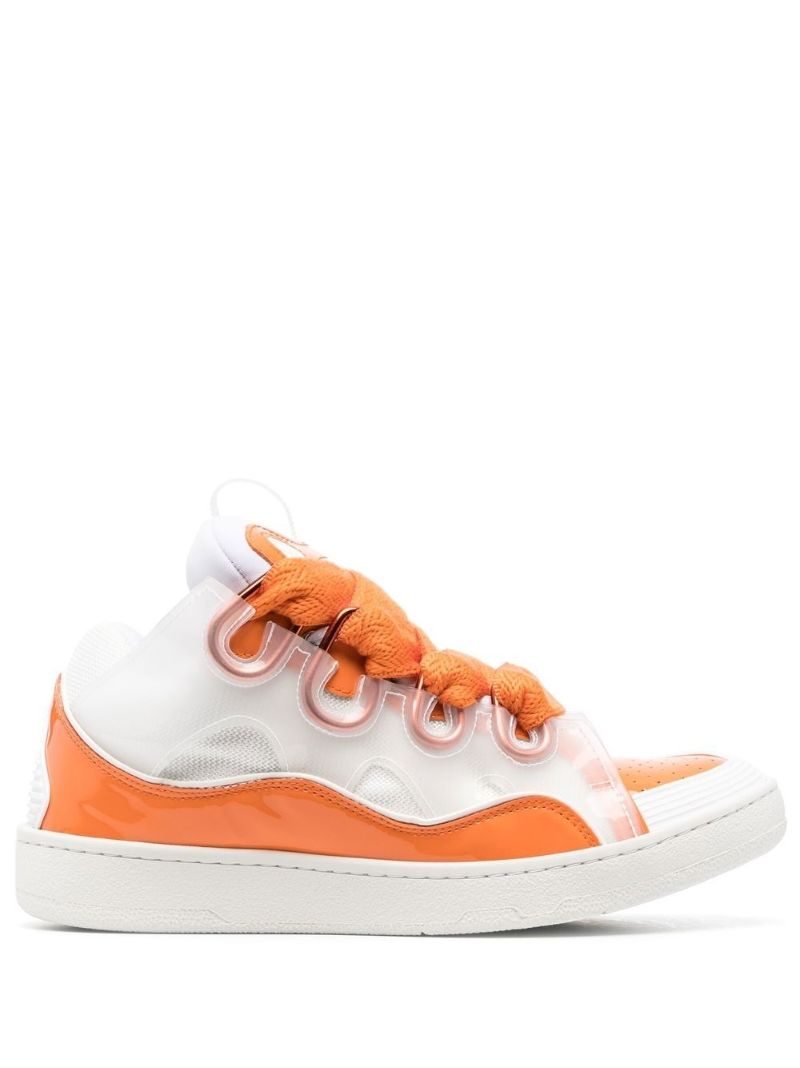 White Curb Multi Panel Leather Sneakers