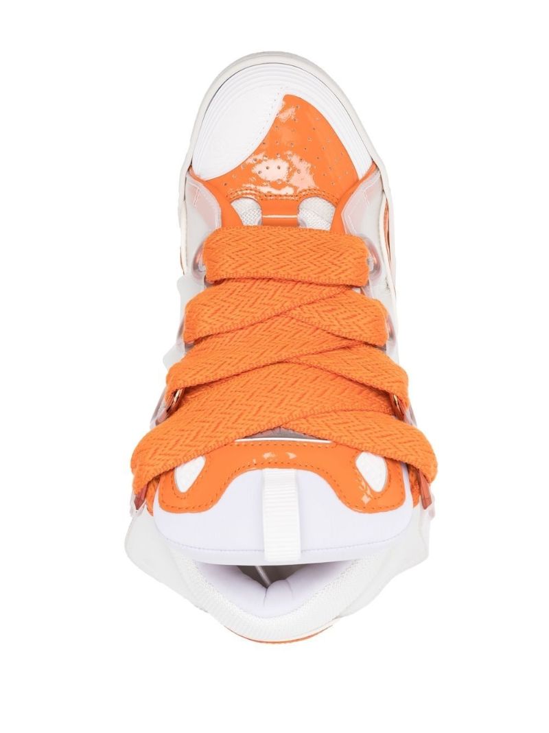 White Curb Multi Panel Leather Sneakers