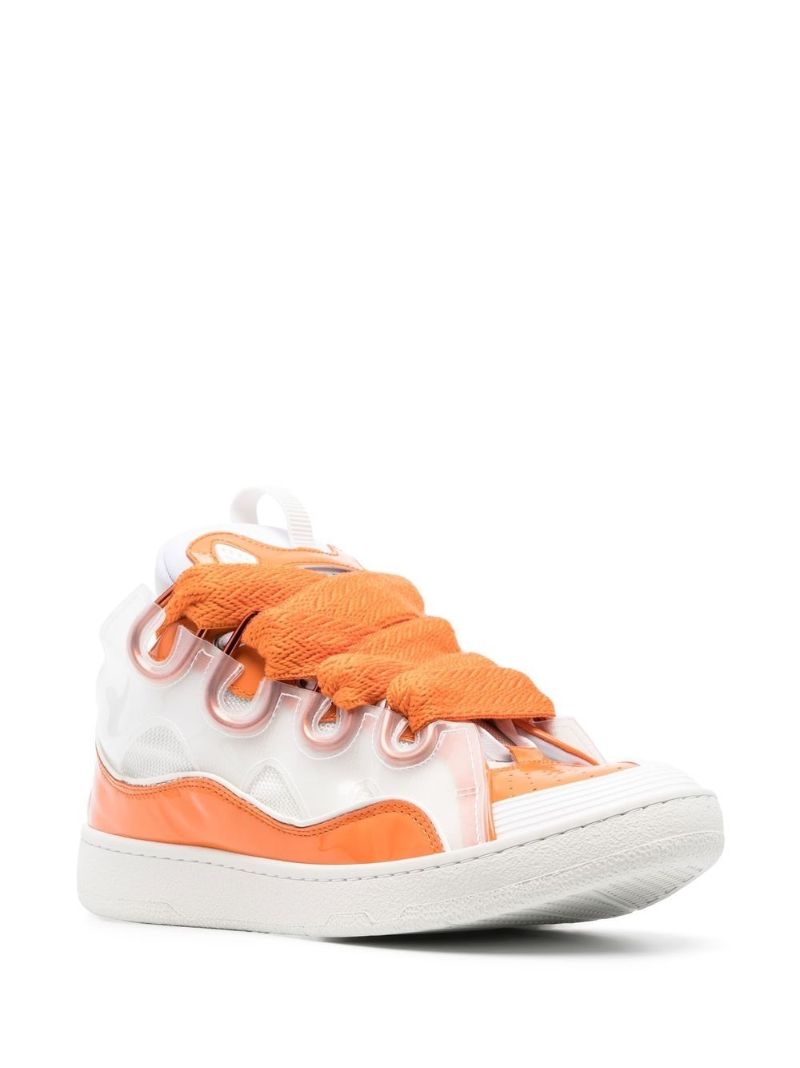 White Curb Multi Panel Leather Sneakers