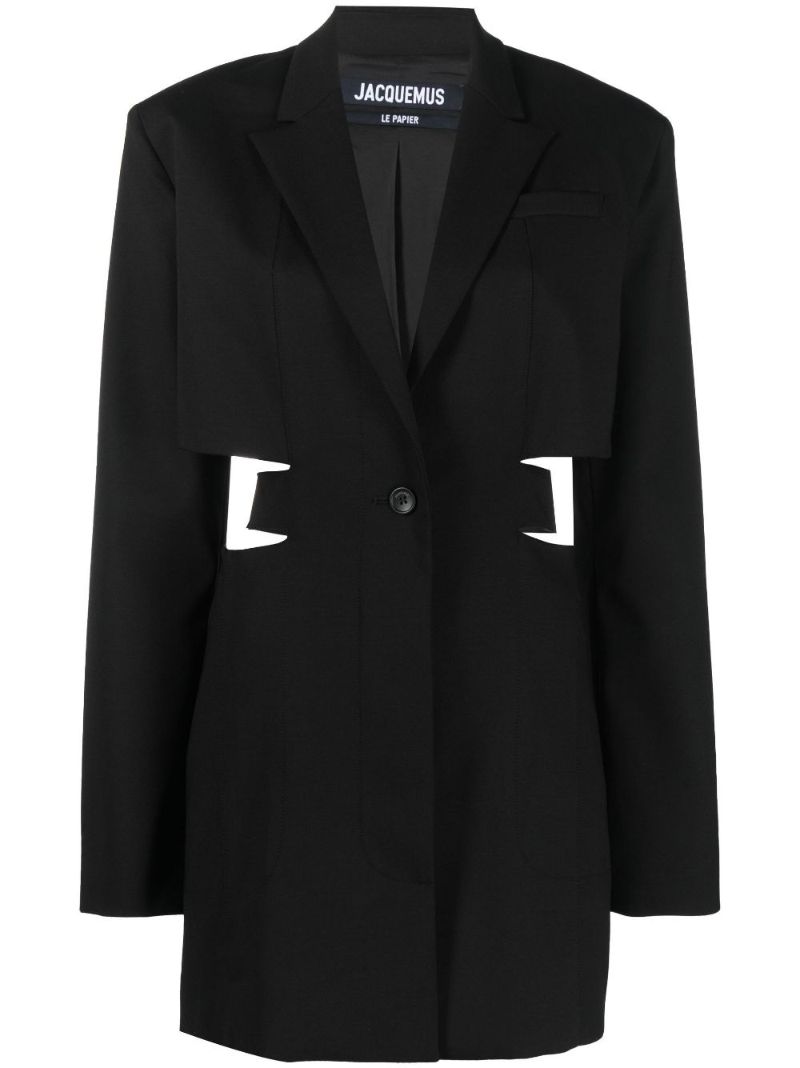 Black La Robe Bari Cutout Wool Blazer Dress