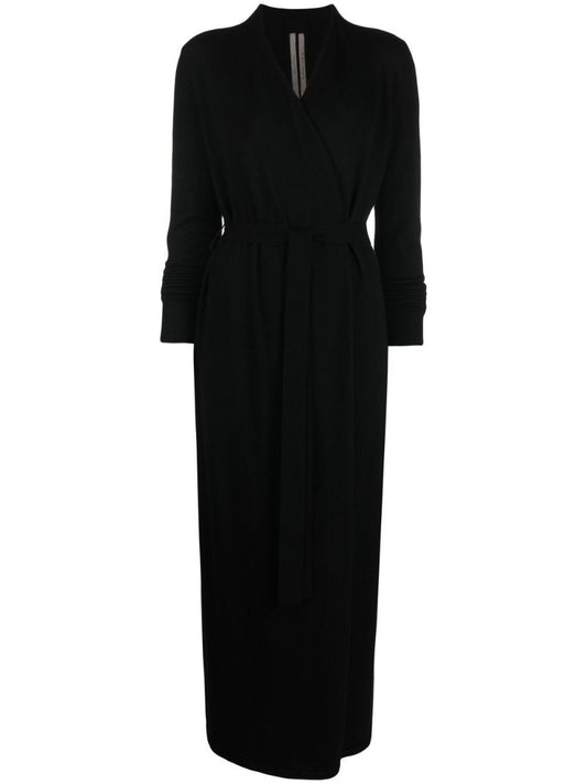 Black V-neck Cashmere Dress