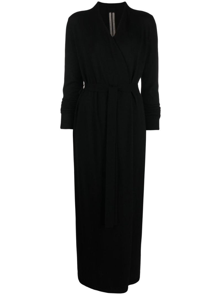 Black V-neck Cashmere Dress