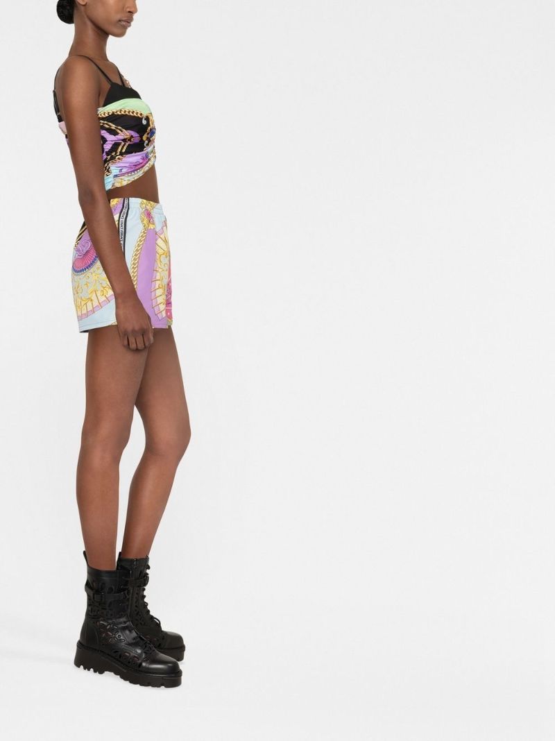 Black I Ventagli Print Crop Top