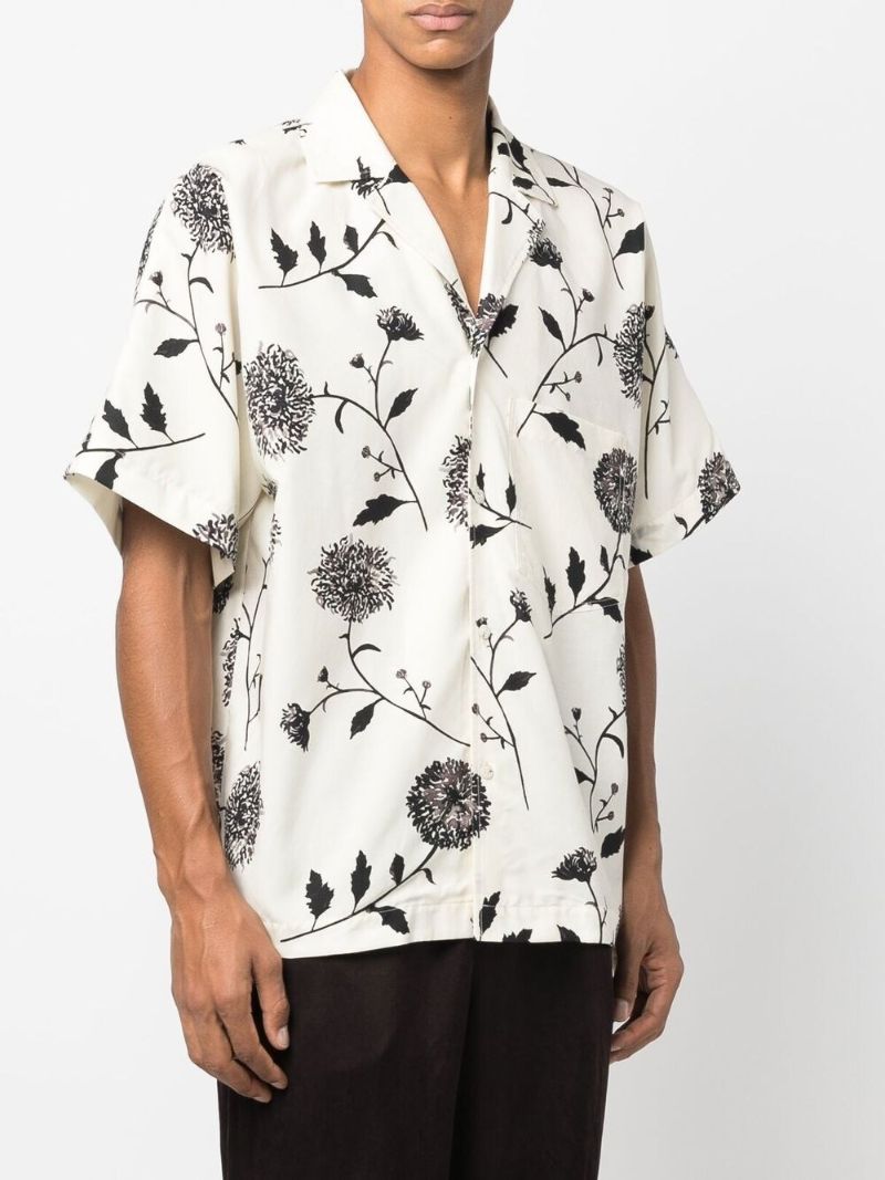 White Botanical Print Shirt