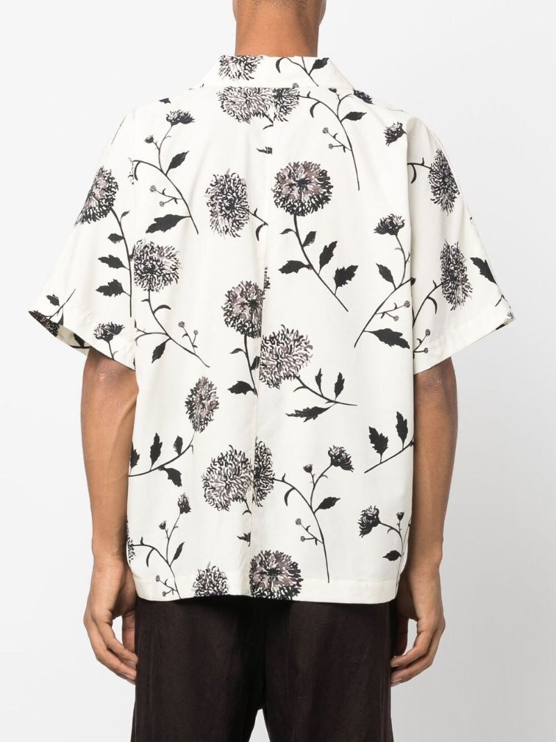 White Botanical Print Shirt