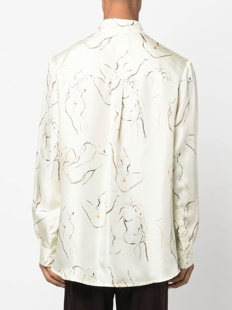 Neutral Abstract Print Long Sleeve Shirt