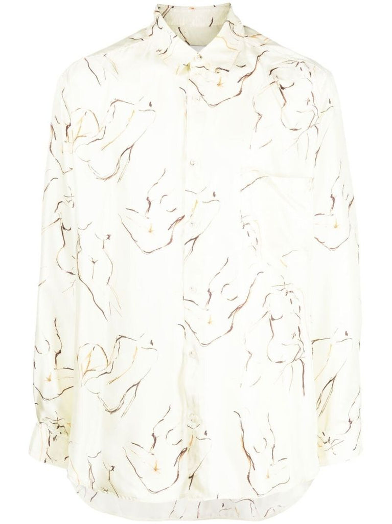 Neutral Abstract Print Long Sleeve Shirt