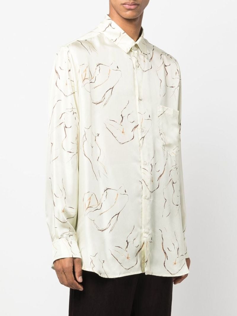 Neutral Abstract Print Long Sleeve Shirt