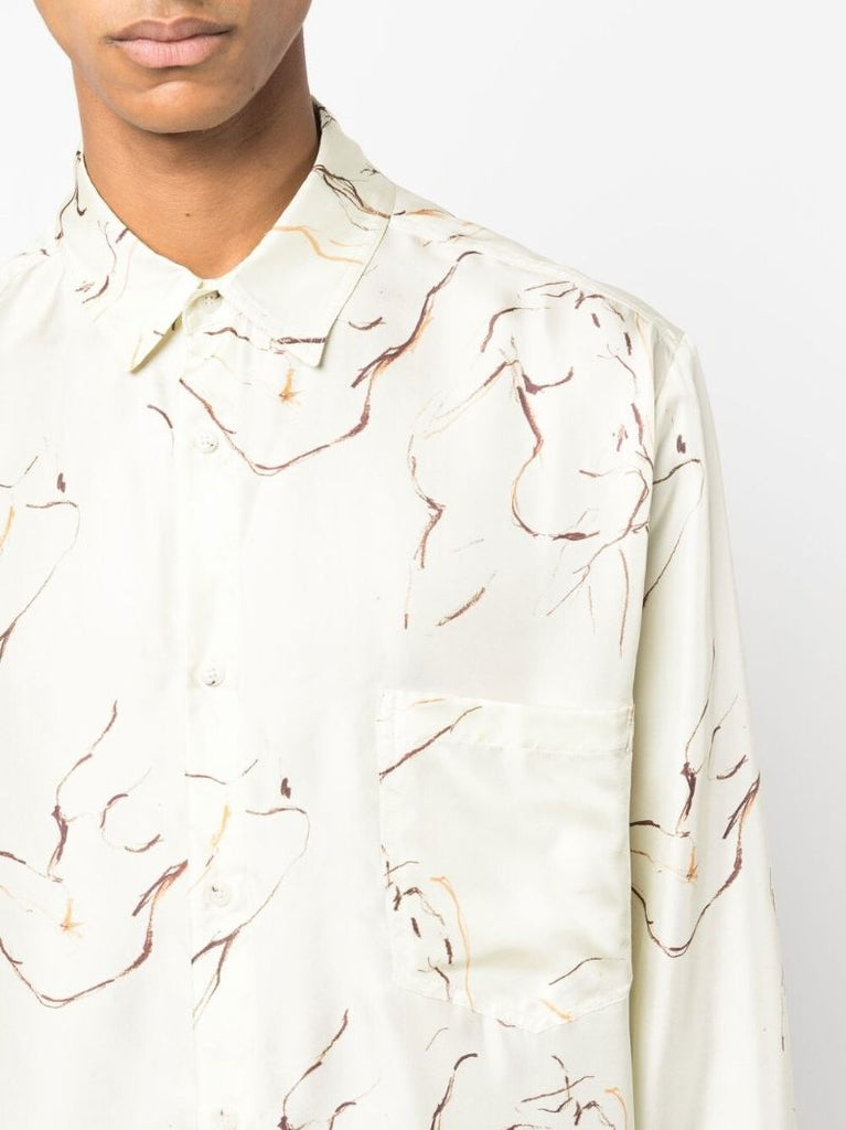 Neutral Abstract Print Long Sleeve Shirt