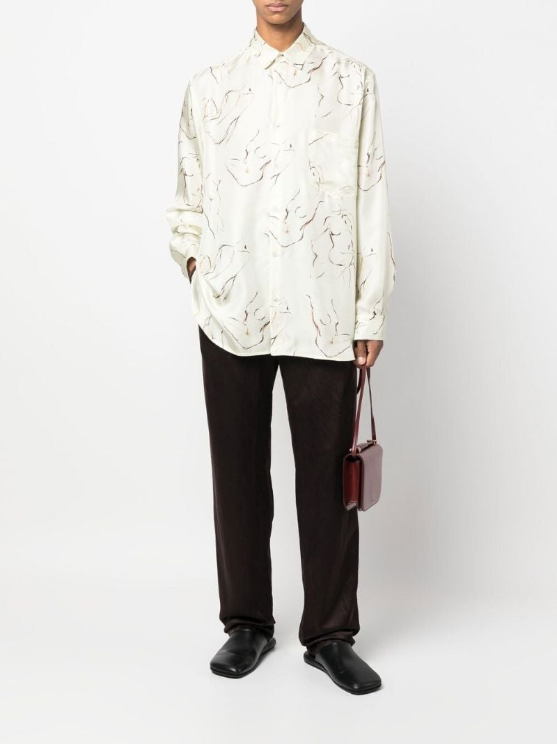 Neutral Abstract Print Long Sleeve Shirt
