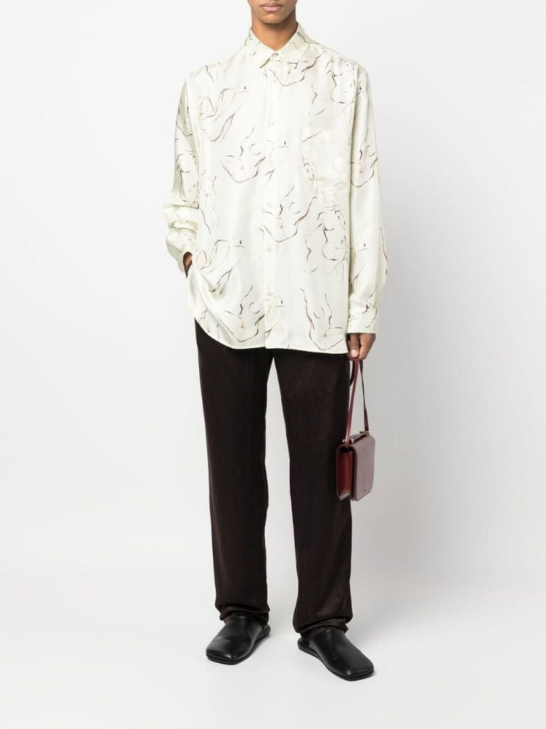 Neutral Abstract Print Long Sleeve Shirt