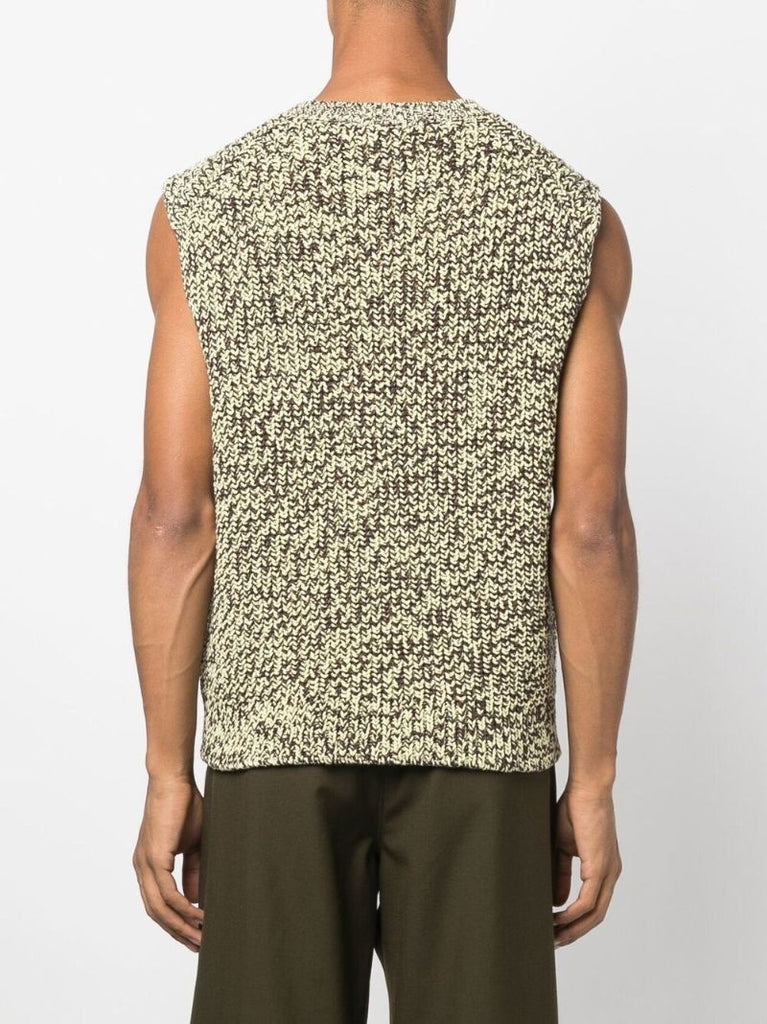 Brown Button Front Knit Vest