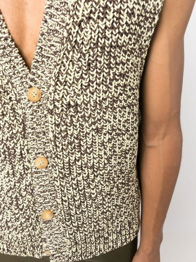 Brown Button Front Knit Vest