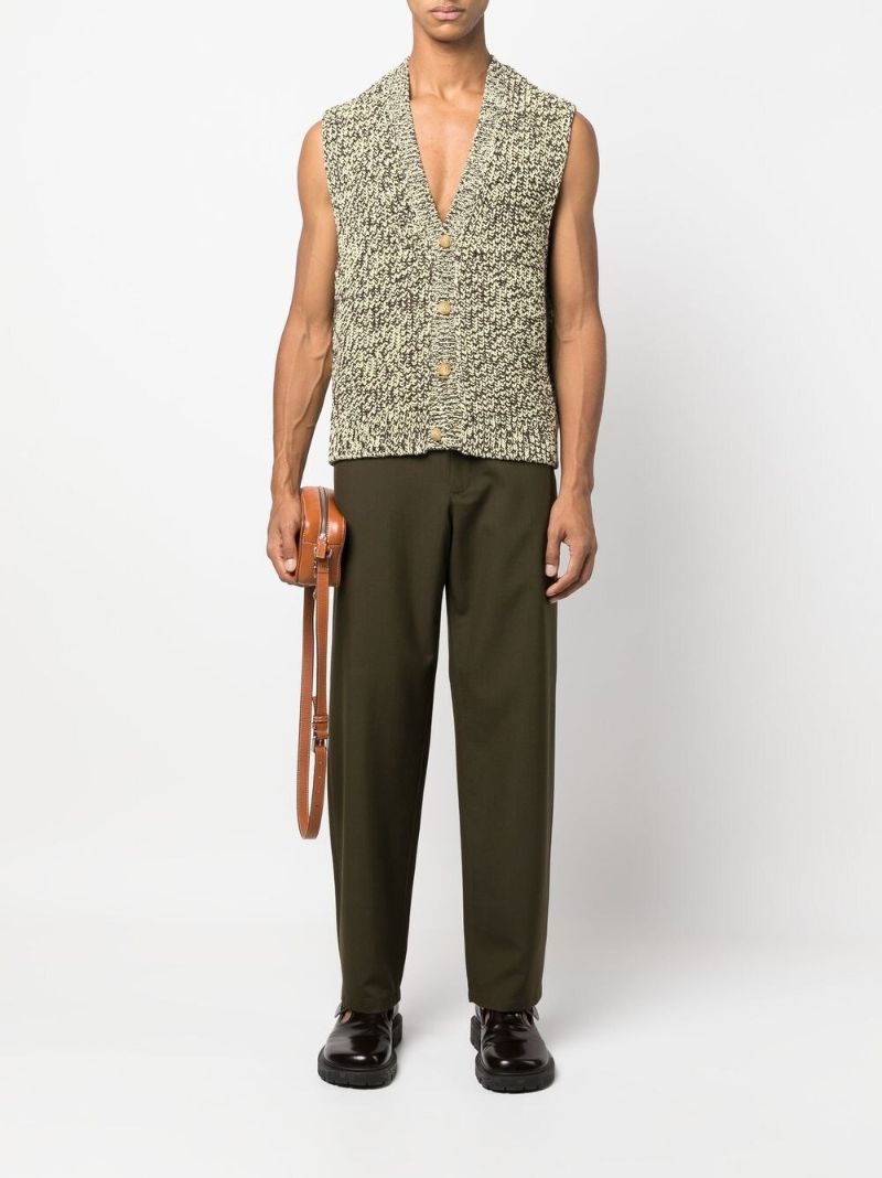 Brown Button Front Knit Vest
